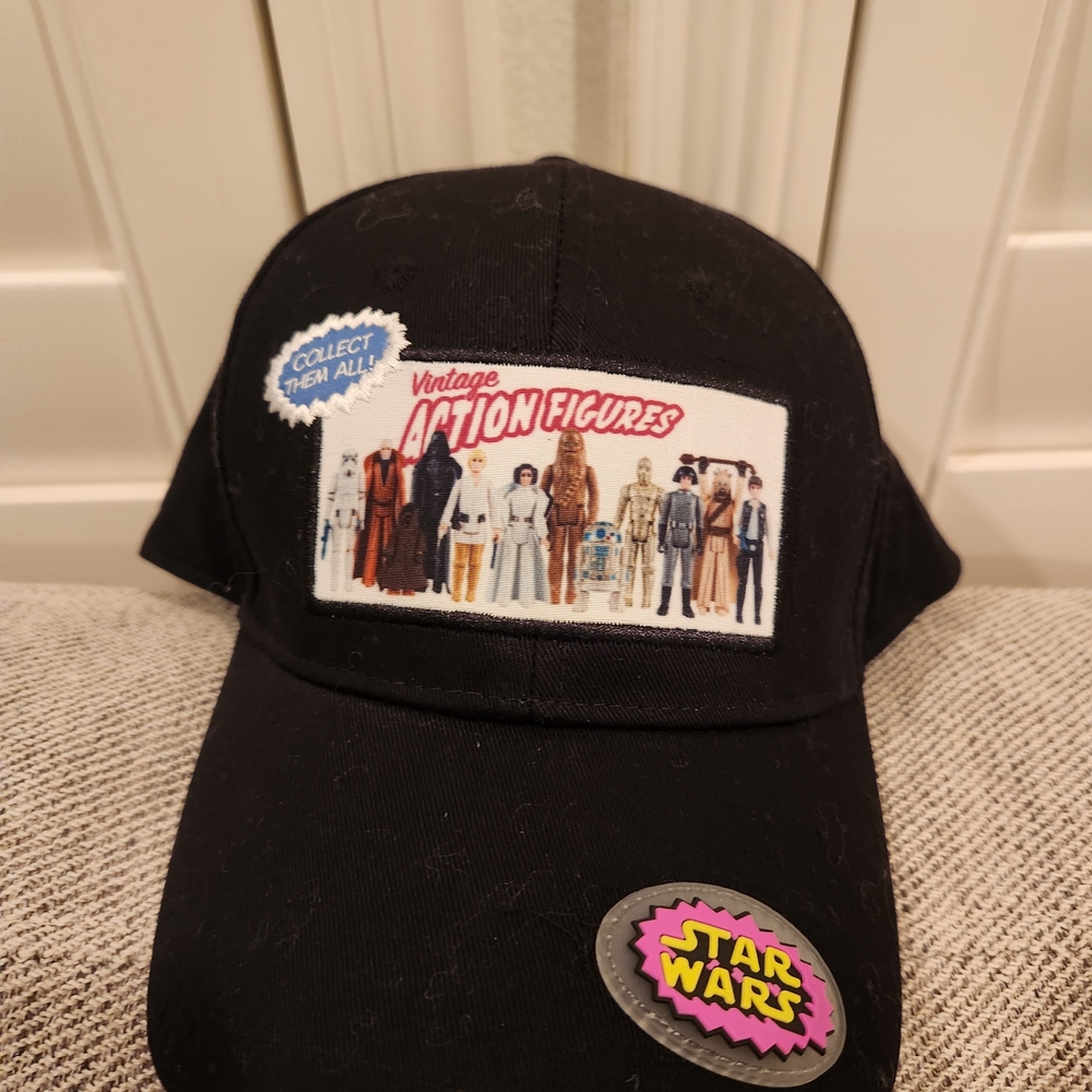 Black Star Wars Cap with Vintage Action Figures Patch, Disney Parks